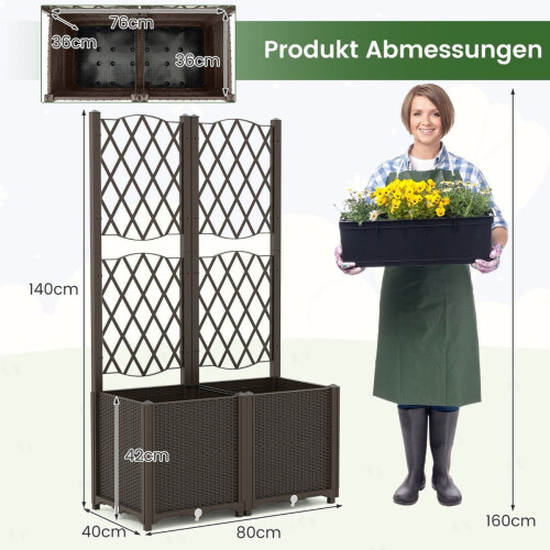 Planter Box with Trellis for Climbing Plants, 80x40x140 cm 1