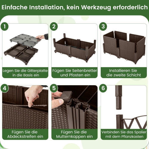 Planter Box with Trellis for Climbing Plants, 80x40x140 cm 2