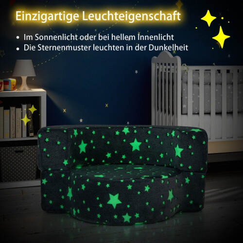 2-in-1 Toddler Sofa, Glows in Dark, Removable Cover 2