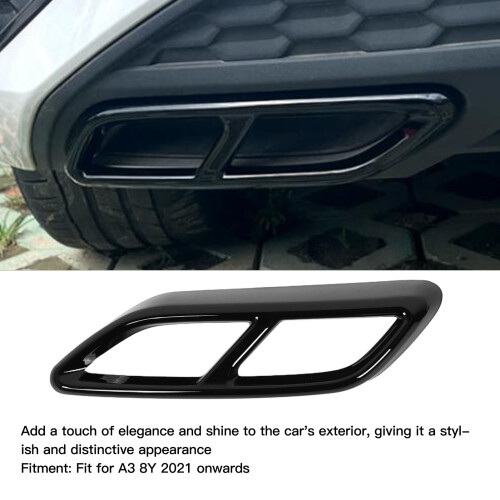A3 8Y 2021+ Gloss Black 2pc Tail Pipe Cover 2