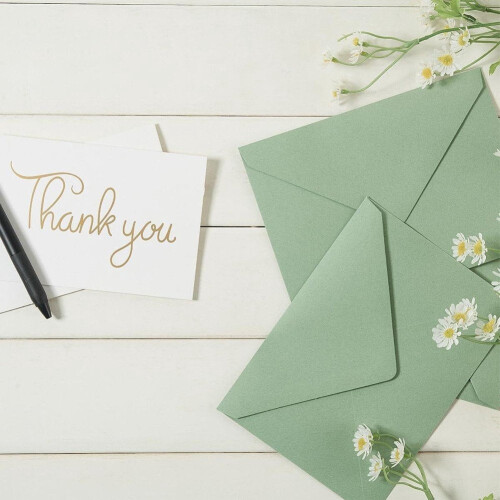Green A7 V-Flap Envelopes 5x7 inches 50 pcs 2