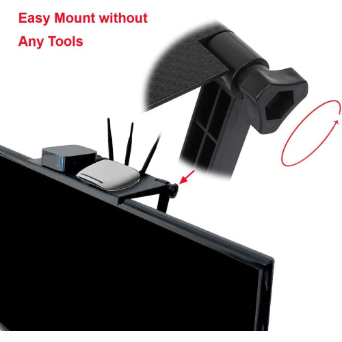 Suporte ajustável para TV de 13 polegadas, ideal para celular, media box, console de jogos e roteador – Preto, compatível com a maioria das TVs. 2