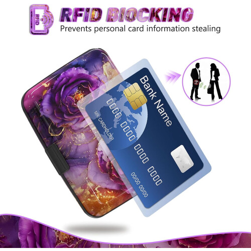Μίνι θήκη πιστωτικών καρτών με RFID-Blocking, λεπτό μεταλλικό πορτοφόλι για γυναίκες, 1