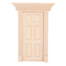 Dollhouse Miniature Furniture Natural and Smooth Wood Door with Delicate Lock, Charming Mail Slot & 6Panel Design, Easy DIY Assembly - 1: 12Scale