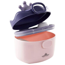 Dispensador de fórmula infantil com design de dupla camada e colher dosadora para dosagem precisa de leite em pó. Ideal para viagens, resistente à