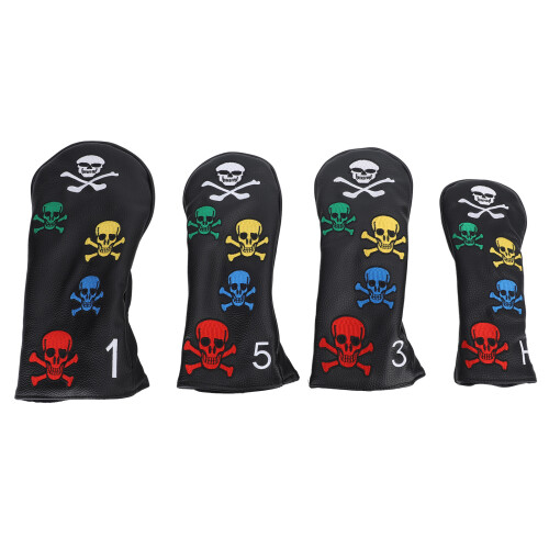 4Pcs Skull Head Covers, 355g, Black, Woods Irons 1