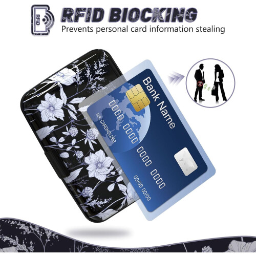 Μίνι θήκη πιστωτικών καρτών με RFID-Blocking, λεπτό μεταλλικό πορτοφόλι για γυναίκες 2