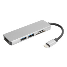 USB3.0Ports5In1USB C Hub With TF Card Reader4K HDMI Output Superspeed Transfer Rate Aluminum Build Plug And Play Compatibility With MacBook