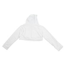 Felpa corta da donna casual con cappuccio, maniche lunghe, spalle scese, polsini e orlo a coste, chiusura a zip integrale sul davanti con due tasche,