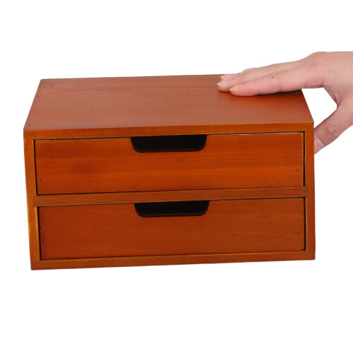 Vintage Wood Desktop Drawer Unit with Two Drawers 2