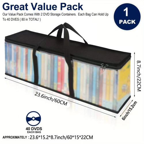 DVD Storage Bag Water-Resistant Transparent PVC 40-Pack 2
