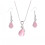 Set di gioielli con collana e orecchini a goccia con strass rosa1Set 4