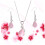 Set di gioielli con collana e orecchini a goccia con strass rosa1Set 6