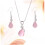 Set di gioielli con collana e orecchini a goccia con strass rosa1Set 8