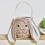 Easter Bunny Basket Tote Bag Canvas Plaid Handle 23x24 cm 6