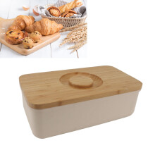 Butter Dish with Wood Lid Beige 8.5x15.0x5.3in Cap
