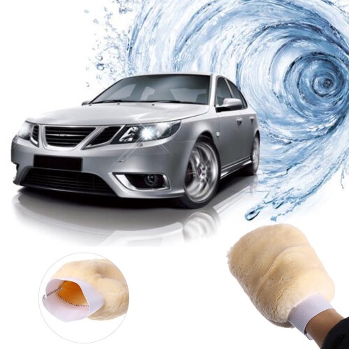 Car Window Cleaning Mitt Reusable Soft Lambswool Towel 1