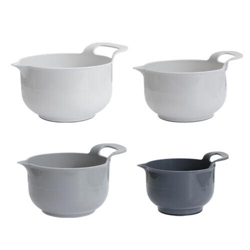 4-Pc Plastic Nesting Mixing Bowl Set, Clear Reusable Snack & Food Storage Bowls, Stackable Egg Beating Bowls | Compatible with KitchenAid Stand 2