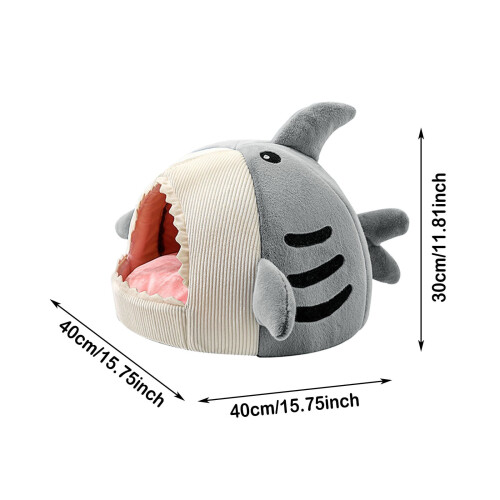 Κρεβάτια γάτας Shark, Χαριτωμένο χειμωνιάτικο ζεστό μαλακό κρεβάτι γάτας Shark Mouth Cave, 1
