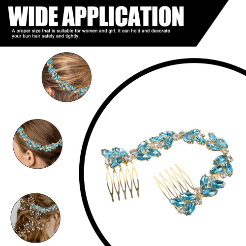 Fermaglio per capelli azzurro cielo con strass per chignon da sposa 1
