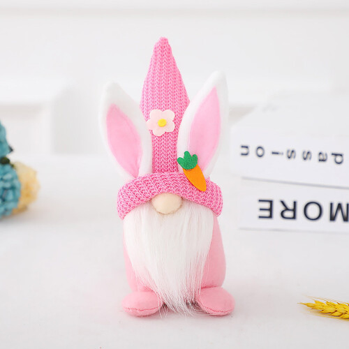 Easter gnome plush doll, handmade bunny faceless ornament, 1