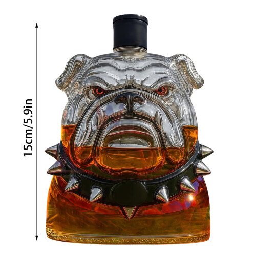 Καράφα Bulldog - Γυάλινο Άγαλμα Μπουκάλι 10oz Μοναδικό Γυάλινο Μπουκάλι - Ιδανικό Δώρο 1