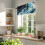 Αφηρημένη μαρμάρινη υφή Valance42x12in, μπλε & χρυσό, τσέπη για ράβδους, φιλτράρισμα 3