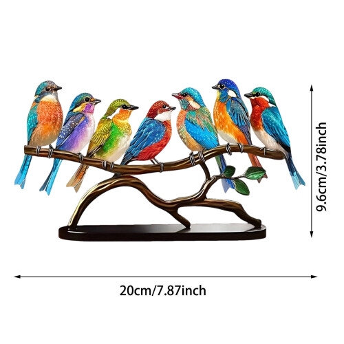Décoration murale oiseau en acrylique, figurine florale multicolore 2