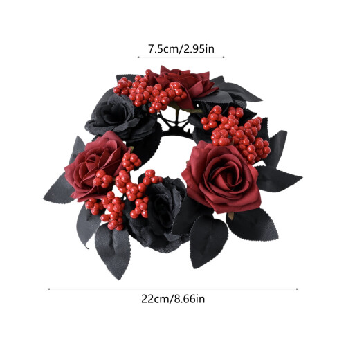Coroa de Velas de Halloween com Folhas Pretas - Pacote com 1 unidade 2