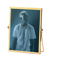Metal And Glass Picture Frame With Floating Effect Pressed Glass Vintage Style Antique Gold Finish Featuring Sliding Locket Closure For Elegant