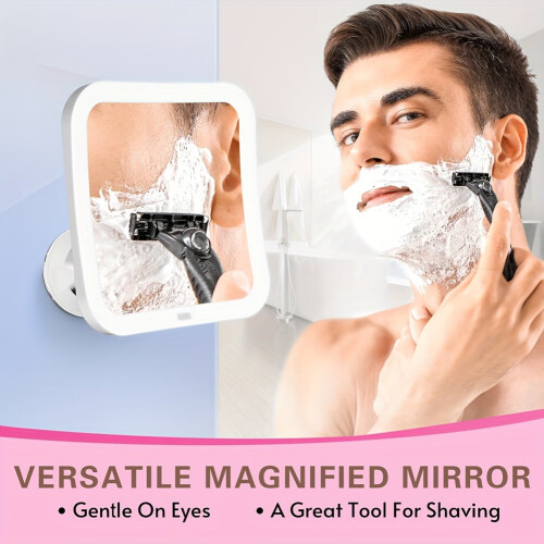 10x Magnifying Rectangular Makeup Mirror | Dual-color Light, Touch Control, Brightness Adjustment, Strong Suction Cup, 360 Rotation, Compatible with 1