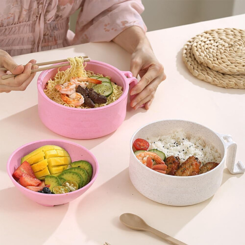 Μπολ Ramen για φούρνο μικροκυμάτων με καπάκι και σετ σκευών (chopsticks, κουτάλι, πιρούνι, 1