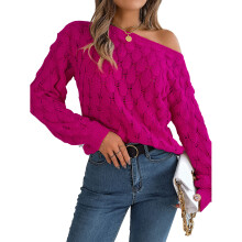 Maglione da donna ampio all'uncinetto, a maglia grossa, leggero, delicato sulla pelle, con scollo a V e maniche a pipistrello, ideale per look con