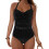 Women's Solid Ribbed Monokini Swimsuit Scoop Neck Low Back 2