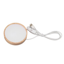 Bază de lumină LED din lemn natural pentru artă din sticlă cristalină, suport de afișare cu reglare tactilă, alimentat prin USB, cu baterie,