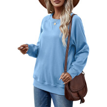 Lichtgewicht sweatshirts voor dames, casual truien met lange mouwen, ronde hals en geribbelde manchetten en zoom. Zachte, ademende stof, behaaglijk