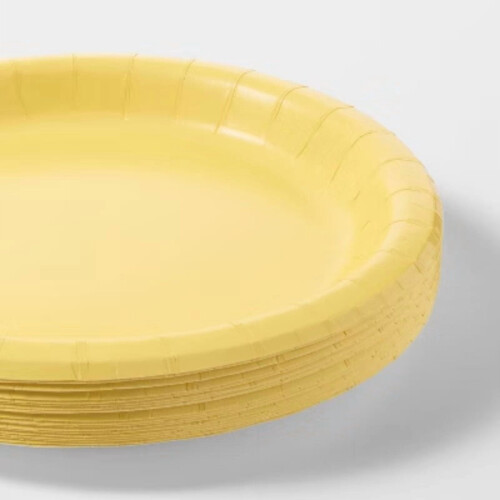 20ct 8.5" Disposable Dinner Plates Yellow 2