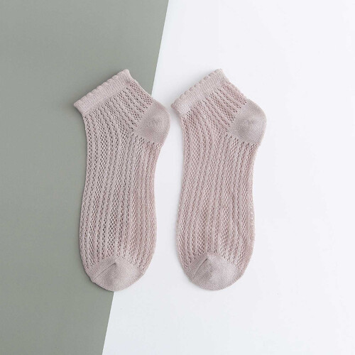 Compression Socks for Women Solid Color Light Mesh Breathable Comfortable Spring Summer Thin Short Socks, Womens Socks Beige 2