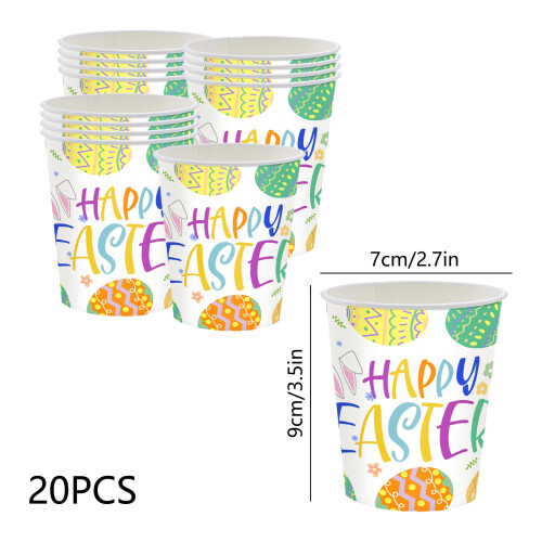 Easter Party Supplies 20pcs, Disposable Easter Design Cups, Easter Decorations Paper cups for Easter Dinner 2