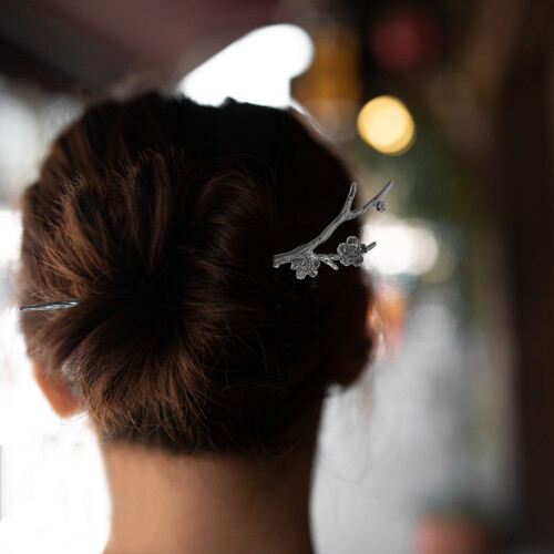 2 fermagli per capelli in lega – Design a fiore di pruno 2