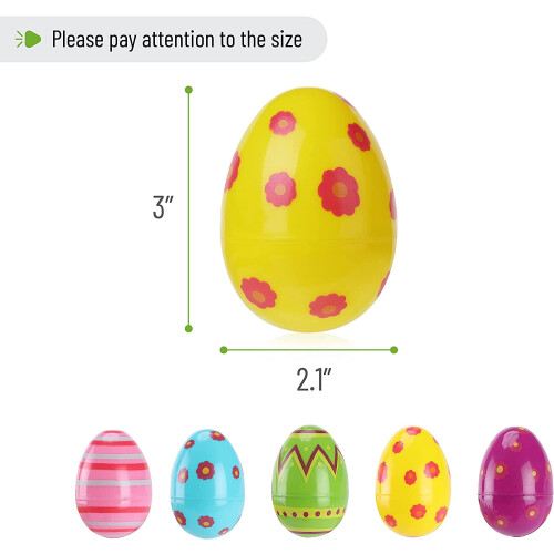 30-Pack 3" Printed Plastic Easter Eggs, Empty & Fillable, Compatible with Easter Basket Fillers 1