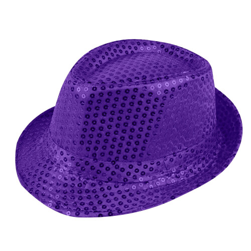 Herre Jazz Fedora Hat med Glitrende Pailletter – Lilla 1