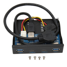 Adaptador de panel frontal USB3.0HUB para bahía de disquete con conexión de 20 pines para placa base, alimentación SATA incluida, módulo de