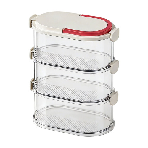 3-Layer Sealed Spice Organizer, Stackable Seasoning Storage Box with Easy Lock Lids, Compatible with Cabinet 1