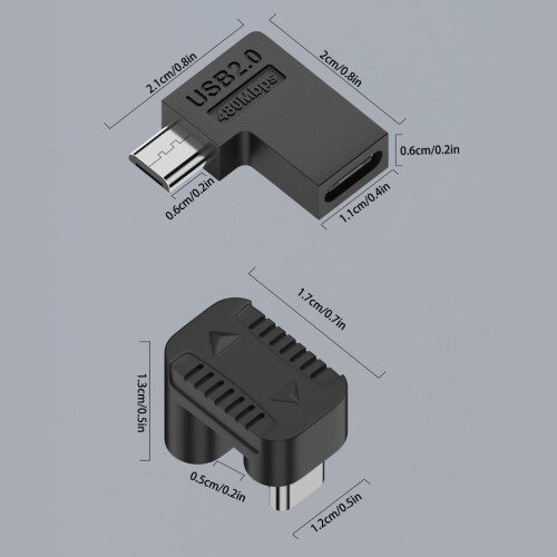 Micro-USB-Adapter, 90-Winkelstecker auf USB-C-Buchse 2
