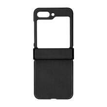 Inbyggt skärmskydd framtill för Samsung Galaxy Z Flip5 Yttre skärmskydd med lädermaterial Kompatibel med trådlös laddning Ultratunn