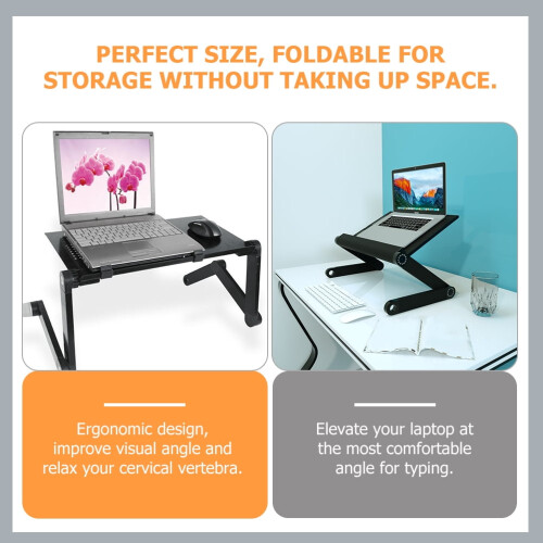 Premium Black Foldable Bed Laptop Desk with Ergonomic Angle for Home Use 2