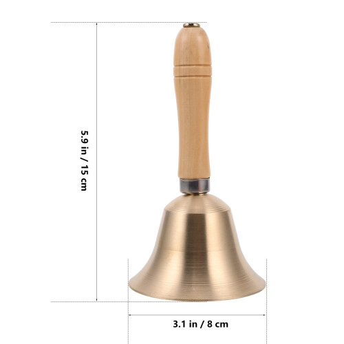 Hand Dinner Bell Golden Brass For Service Bell 1Pcs 1