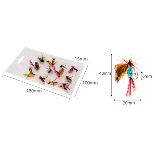 Libellen-Fliegenfischerköder Nass-Trocken-Oberflächenköder 12er-Pack 1