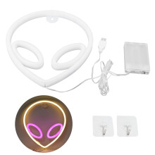 Neon-Wandleuchte mit Alien-Motiv, helles und cooles Licht, Ein-/Ausschalter, Batterie- und USB-betriebenes Nachtlicht, futuristisches Element